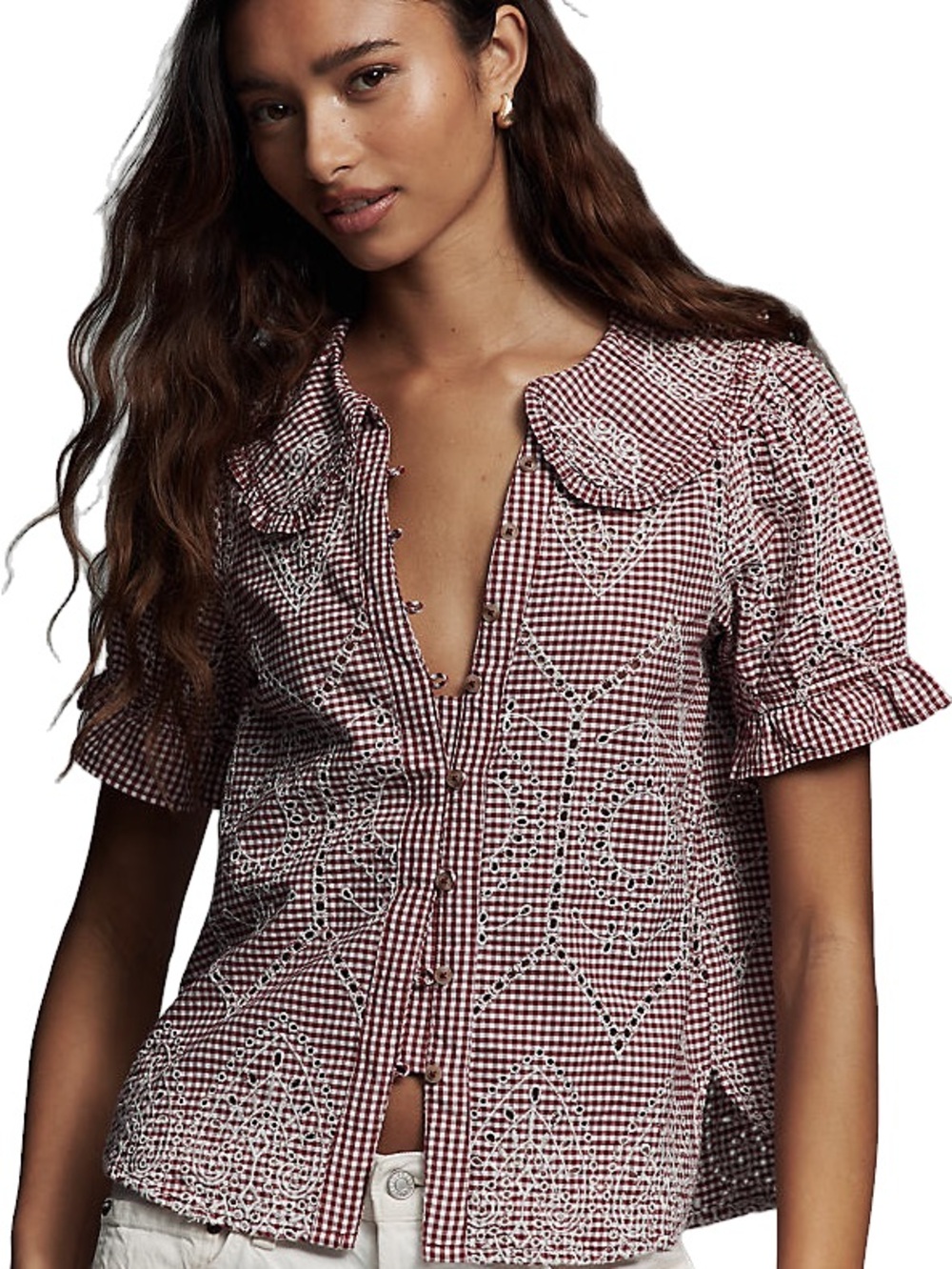Pilcro Kiera Eyelet Button-Down